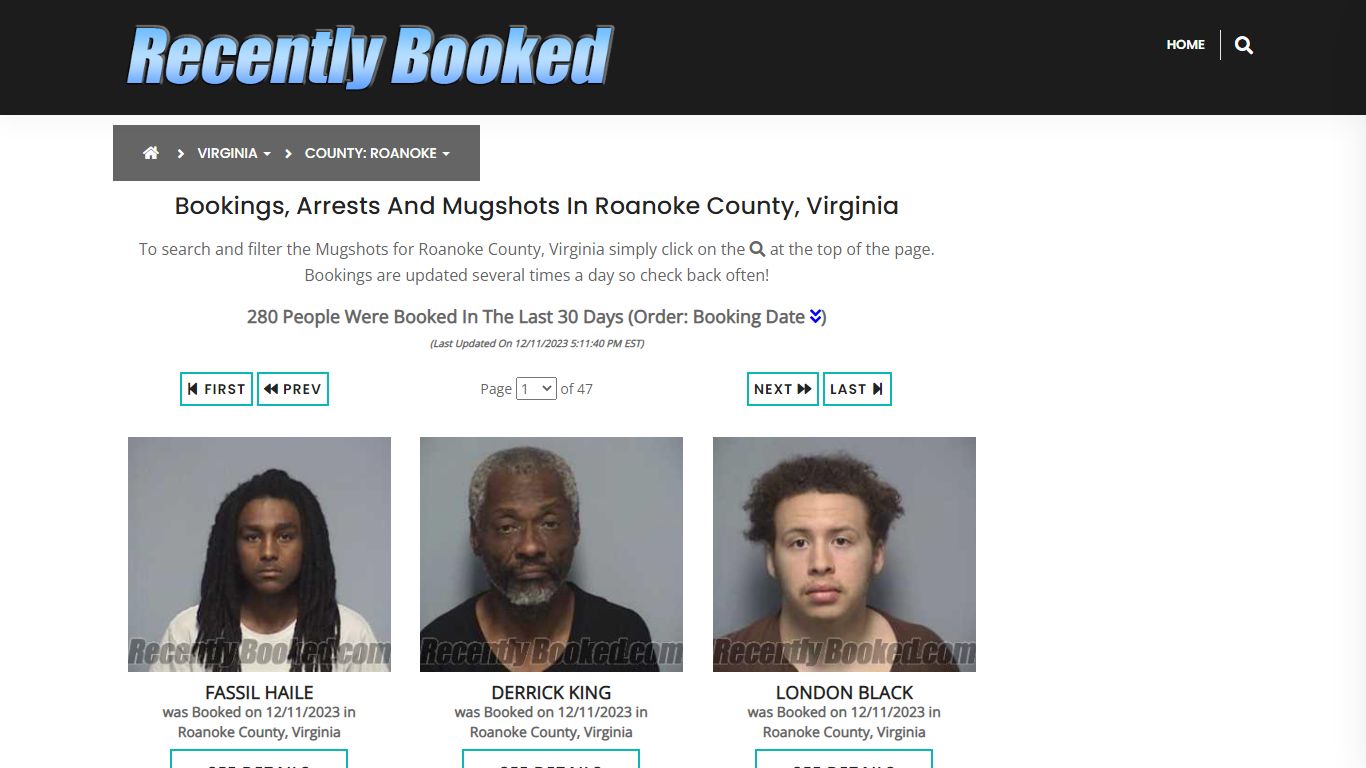 Bookings, Arrests and Mugshots in Roanoke County, Virginia